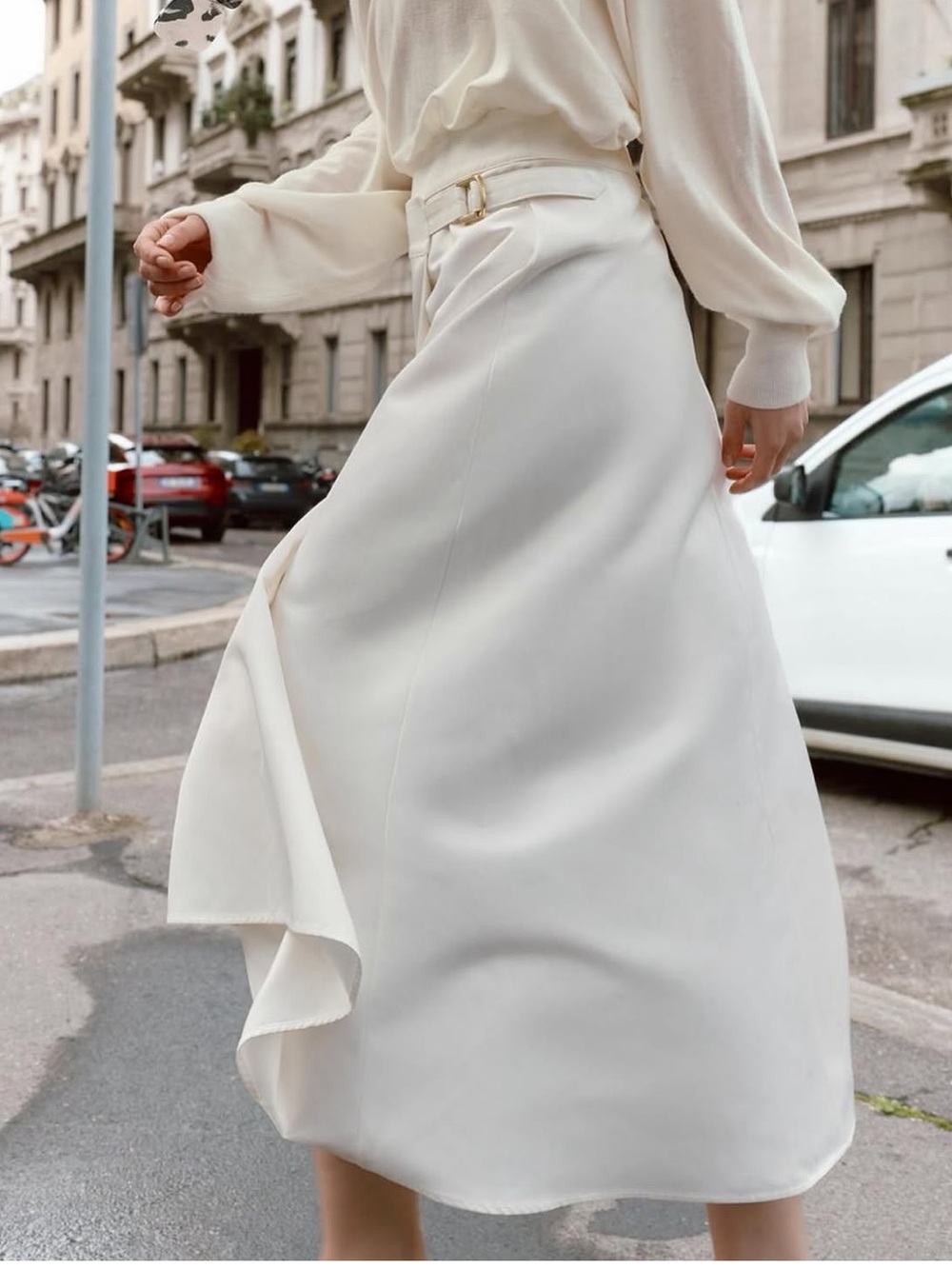 Zara NWT white buckle pareo midi skirt